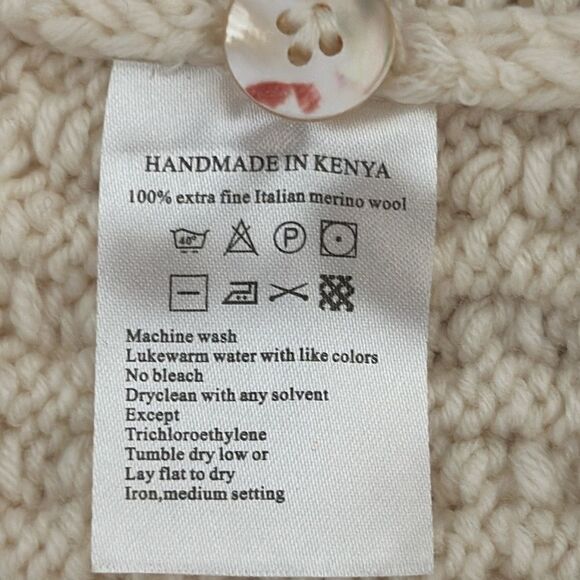 Baby Girl Knit Cardigan by Beberavi Merino Wool Cream Pom Pom Tie NWT 6 months - Picture 11 of 13